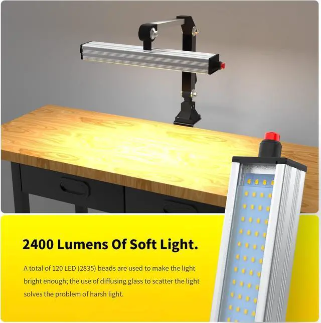 Alt view image 2 of 7 - Led Work Light 24W 20in Long Arm Aluminum Alloy Waterproof Table Lamp for Machine Tool CNC Lathe Drilling Machine, US Plug