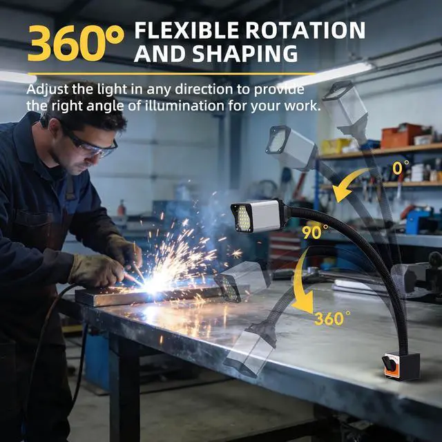 Alt view image 5 of 6 - 28LEDs Magnetic Light, 1320 Lumen 120v Flexible Gooseneck Work Light with Adjustable Magnetic Base for CNC MlilingDrill Press Sewing Machine Industrial Lighting, 12w
