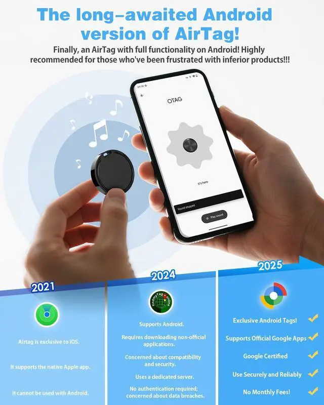Alt view image 2 of 7 - Air Tags for Android,Air Tags-4 Pack Android,Air Tracker Tags with 6 Case | 2 Year Battery Life,Google Find Trackers for Google'S Find Hub App,IP65 Waterproof Luggage Air Tracker Tag for Keys,Kids