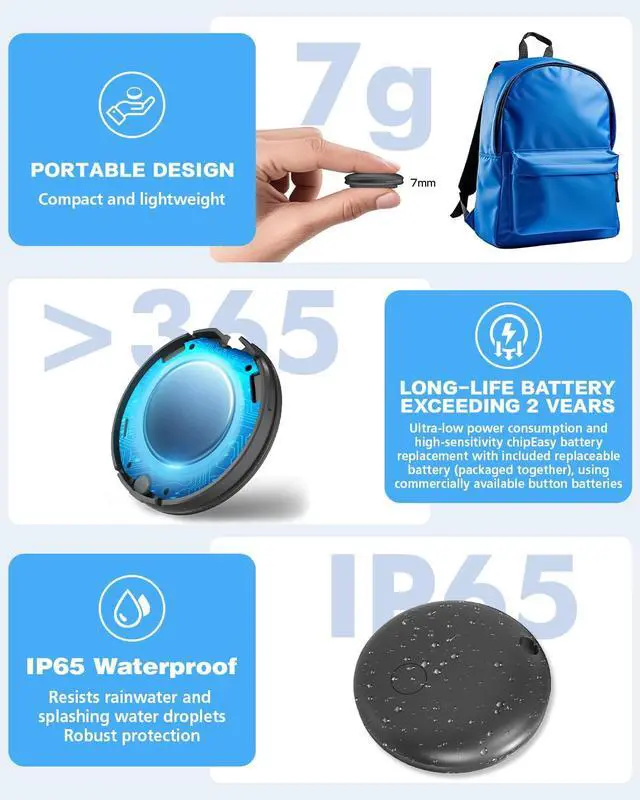 Alt view image 2 of 7 - Air Tags for Android,Air Tags-4 Pack Android,2 Year Battery Life,Air Tracker Tags with 4 Case,Google Find Trackers for Google'S Find Hub App,IP65 Waterproof Luggage Tracker for Keys