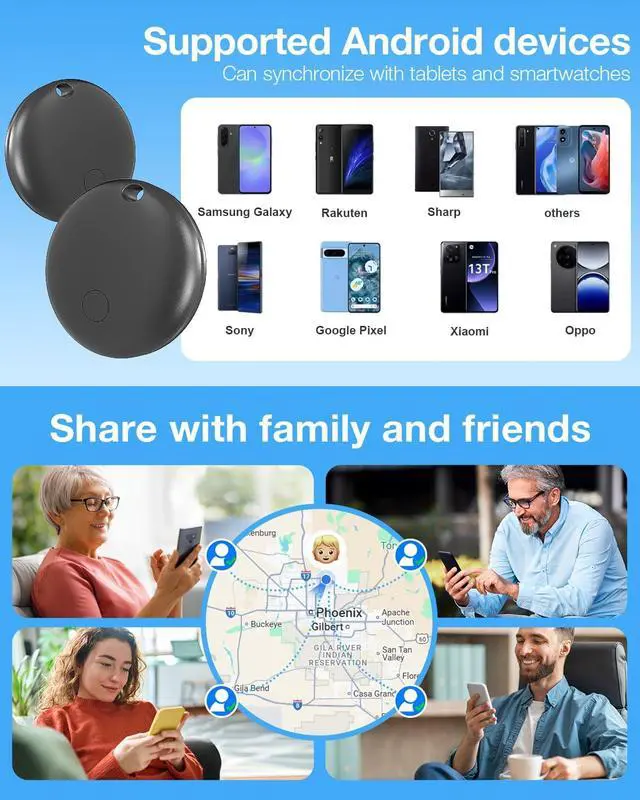 Alt view image 6 of 7 - Air Tags for Android,Air Tags-4 Pack Android,2 Year Battery Life,Air Tracker Tags with 4 Case,Google Find Trackers for Google'S Find Hub App,IP65 Waterproof Luggage Tracker for Keys