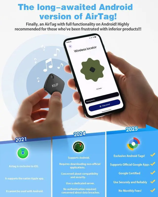 Alt view image 2 of 7 - Air Tags for Android,Air Tags-4 Pack Android,2 Year Battery Life,Air Tracker Tags with 4 Case,Google Find Trackers for Google'S Find Hub App,IP65 Waterproof Luggage Tracker for Keys