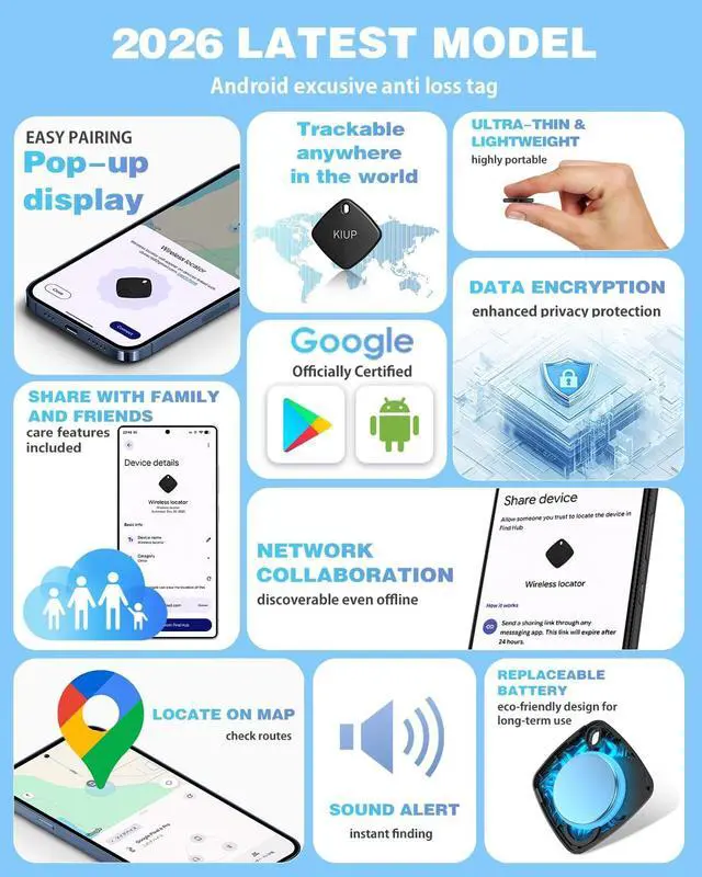 Alt view image 5 of 7 - Air Tags for Android,Air Tags-4 Pack Android,2 Year Battery Life,Air Tracker Tags with 4 Case,Google Find Trackers for Google'S Find Hub App,IP65 Waterproof Luggage Tracker for Keys