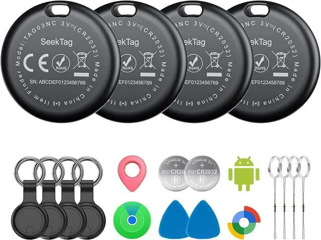 Main image of Air Tags for Android,Air Tags-4 Pack Android,Air Tracker Tags with 4 Case,2 Year Battery Life,Google & Apple Find Trackers for Google'S Find Hub App & Apple Find My,IP65 Waterproof Luggage Tracker