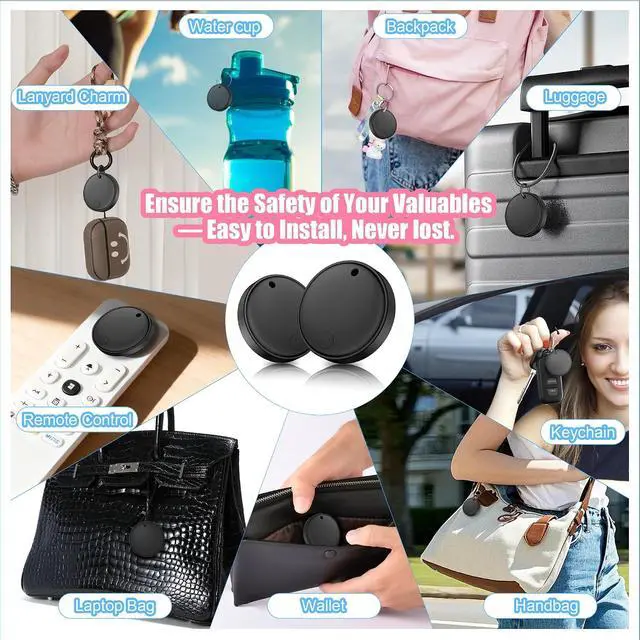 Alt view image 4 of 7 - 2026 Tracker Smart Tags Android & iOS-4 Packs,Dual System Bluetooth Luggag Tracker Keys Finder/Item Locator Work with Apple Find My (iOS)&Google's Find Hub(Android) for Key,Backpack,Luggage Black