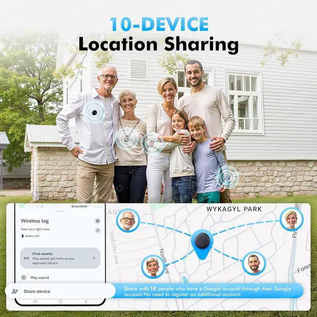 Alt view image 3 of 7 - Bluetooth Tracker 4-Pack Smart Tag for Android & Samsung | 3-Year Battery Life, IP66 Waterproof,100db, Item Finder for Keys, Wallet, Luggage. Works with Google Find Hub.