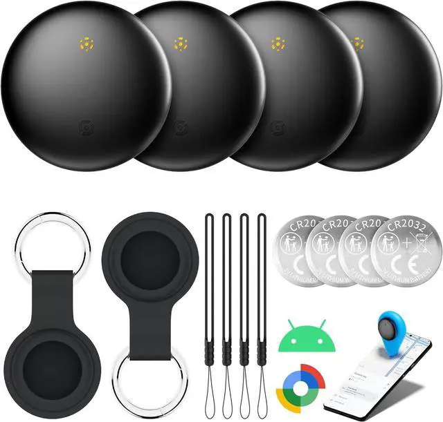 Main image of Bluetooth Tracker 4-Pack Smart Tag for Android & Samsung | 3-Year Battery Life, IP66 Waterproof,100db, Item Finder for Keys, Wallet, Luggage. Works with Google Find Hub.