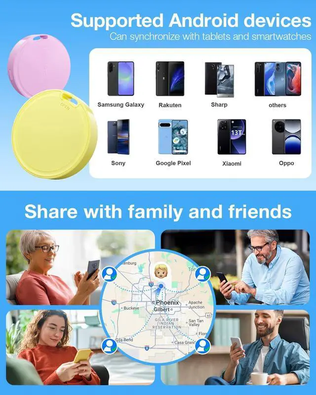 Alt view image 6 of 7 - Air Tags for Android,Air Tags-4 Pack Android,Air Tracker Tags with 4 Case,2 Year Battery Life,Google Find Trackers for Google'S Find Hub App,IP65 Waterproof Luggage Tracker for Key,4 Colour