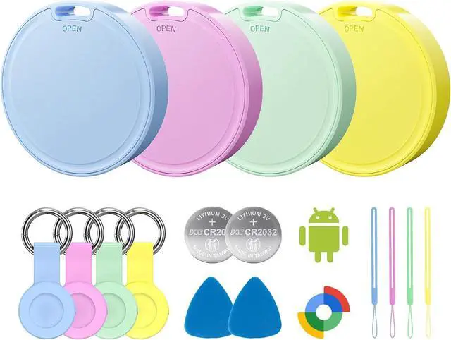 Main image of Air Tags for Android,Air Tags-4 Pack Android,Air Tracker Tags with 4 Case,2 Year Battery Life,Google Find Trackers for Google'S Find Hub App,IP65 Waterproof Luggage Tracker for Key,4 Colour