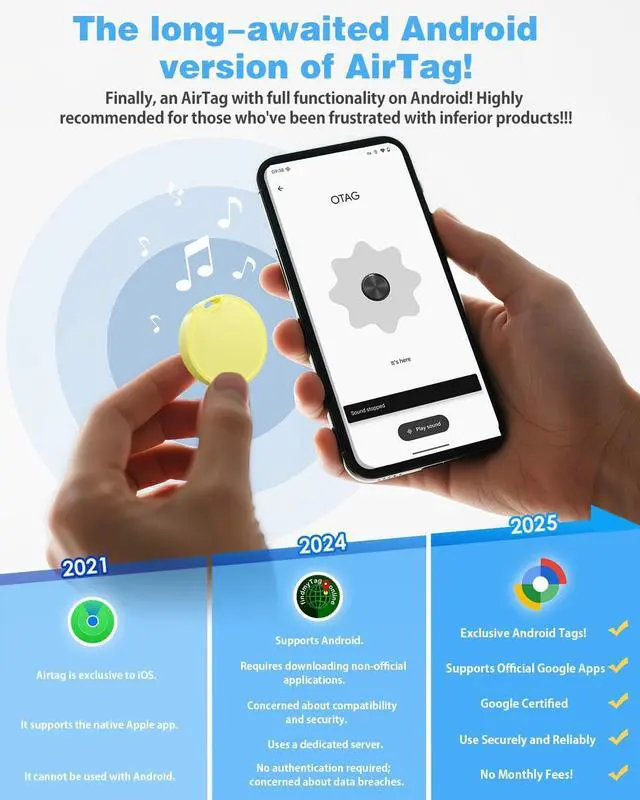 Alt view image 7 of 7 - Air Tags for Android,Air Tags-4 Pack Android,Air Tracker Tags with 4 Case,2 Year Battery Life,Google Find Trackers for Google'S Find Hub App,IP65 Waterproof Luggage Tracker for Key,4 Colour