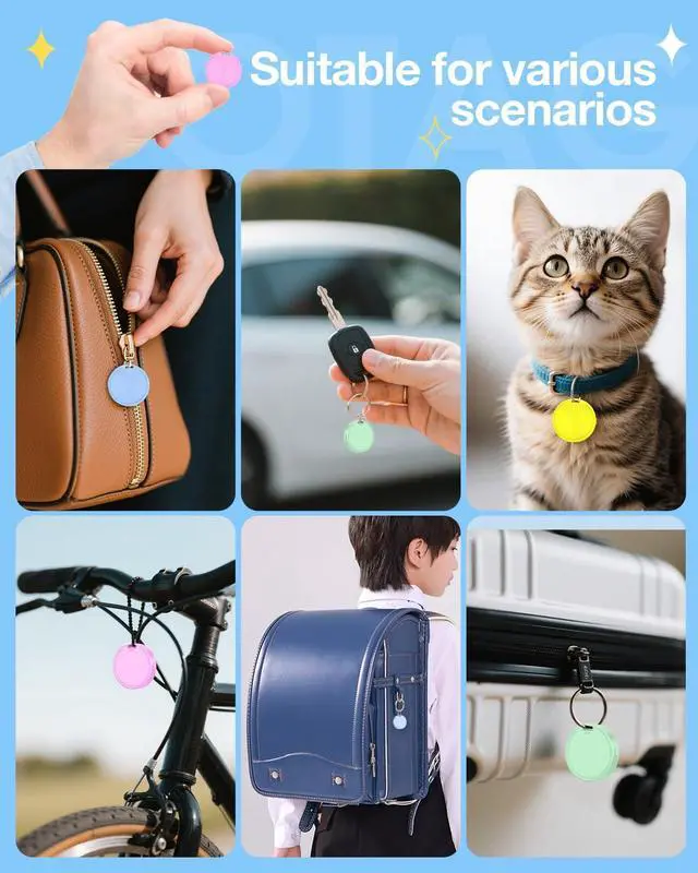 Alt view image 4 of 7 - Air Tags for Android,Air Tags-4 Pack Android,Air Tracker Tags with 4 Case,2 Year Battery Life,Google Find Trackers for Google'S Find Hub App,IP65 Waterproof Luggage Tracker for Key,4 Colour