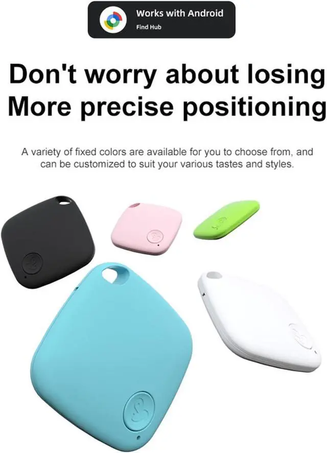 Alt view image 2 of 6 - 4 Pack Android Air Trackers,2026 New Tracker Tags for Android,Key Finder,Compatible with Google Find Hub App, IP66 Waterproof,Luggage,Keys,Backpack Trackers,4colors (Square 4 Colors)