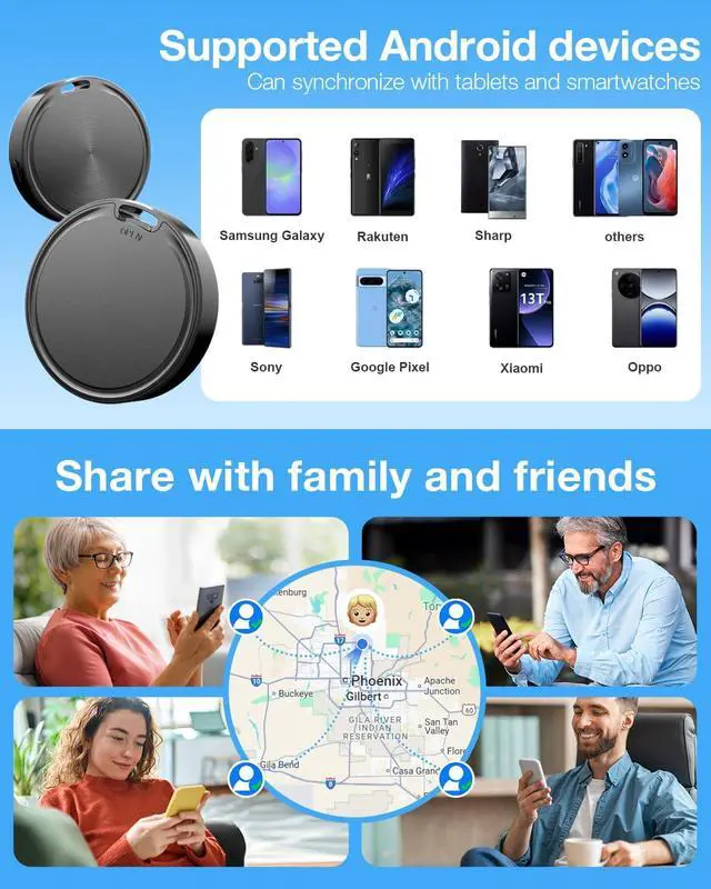 Alt view image 3 of 7 - Air Tags for Android,Air Tags-4 Pack Android,Android Tracker Tags,2 Year Battery Life,Google Find Trackers for Google'S Find Hub App,IP65 Waterproof Luggage Tracker Android for Keys,Wallets,Suitcases