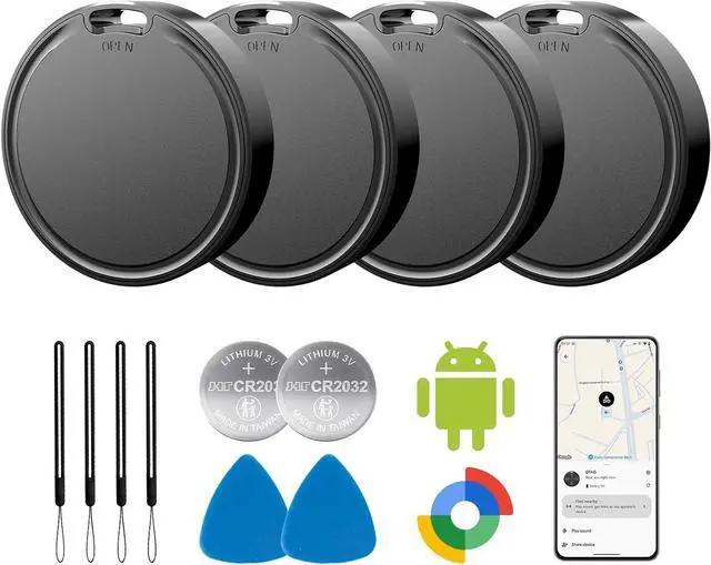Main image of Air Tags for Android,Air Tags-4 Pack Android,Android Tracker Tags,2 Year Battery Life,Google Find Trackers for Google'S Find Hub App,IP65 Waterproof Luggage Tracker Android for Keys,Wallets,Suitcases