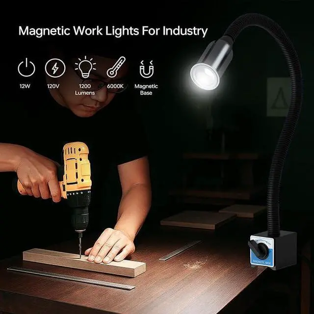 Alt view image 5 of 6 - LED Magnetic Work Light, 1420lumens 20in Flexible Gooseneck Work Lamp with Strong Magnetic Base for Lathe Machines, Workbenches.