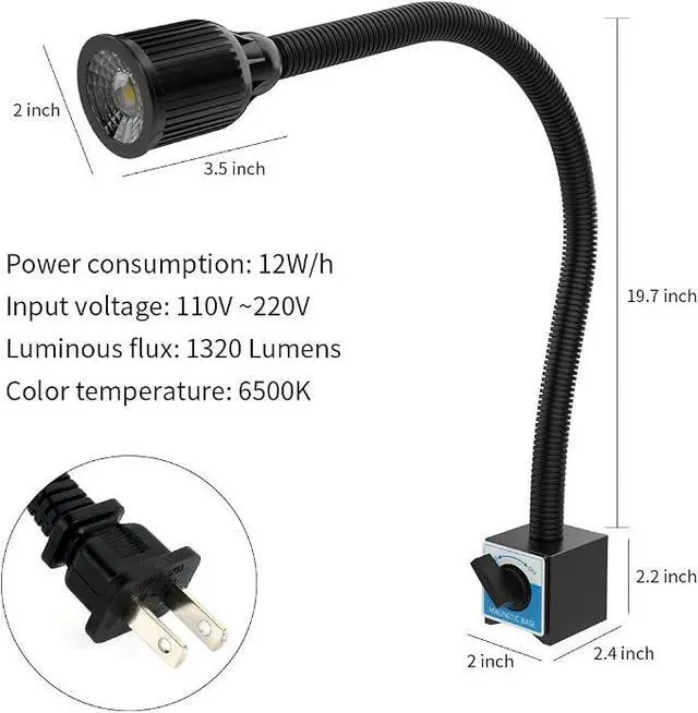 Alt view image 5 of 5 - Magnetic Work Light, 1320 Lumens LED Lathe Machine Light with Flexible Gooseneck and Magnetic Base, Shop Tool Lamp for Lathe, Work Bench, Sewing Machine, Grill, Industrial Lightin