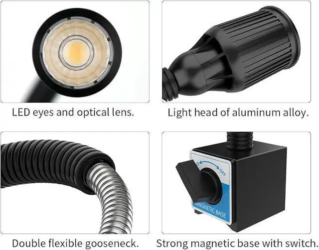 Alt view image 3 of 5 - Magnetic Work Light, 1320 Lumens LED Lathe Machine Light with Flexible Gooseneck and Magnetic Base, Shop Tool Lamp for Lathe, Work Bench, Sewing Machine, Grill, Industrial Lightin