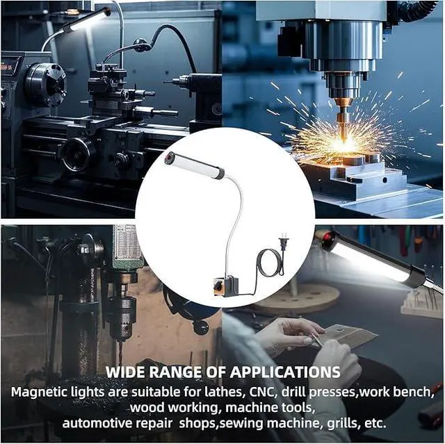 Alt view image 5 of 6 - 24W LED Magnetic Work Light, 2400 Lumen Flexible Gooseneck Work Light with Adjustable Magnetic Base, Industrial Light for Lathe CNC Milling Drillpress Sewing Machine
