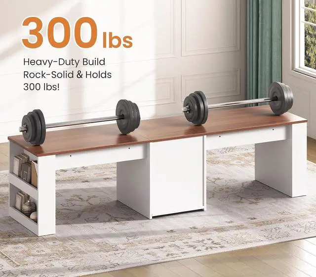 Alt view image 5 of 7 - 90.5" 2 Person Computer Desk with Drawers, Long Office Desk with Storage Shelves, Two Person Gaming Desk Writing Table for Home Office, White