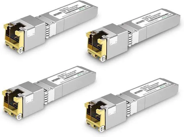 Main image of 80-Meter 10Gb SFP+ to RJ-45 Module Transceiver up to 262Ft (80m), 1.25/2.5/5/10G-T Copper SFP+ CAT6a Module, Auto-Negotiation, for Cisco SFP-10G-T-S, Meraki, TP-Link(4 Pack)