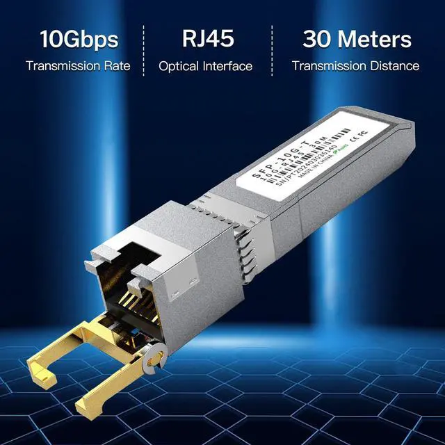 Alt view image 6 of 7 - 4PCS 10GBASE-T SFP+ RJ45 Copper Transceiver Module, Multi-Rate 1.25G/2.5G/5G/10G up to 30m - Compatible with TP-Link, Cisco SFP-10G-T-S, Ubiquiti UF-RJ45-10G, Netgear, Broadcom, Mikrotik and More