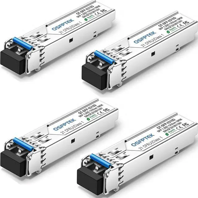 Main image of 4Pack 1000BASE-LX/LH Gigabit SFP Module, 1310nm, 10KM, DDM, Single-Mode LC Mini-GBIC Transceiver for Cisco GLC-LH-SMD/GLC-LX-SM-RGD, Ubiquiti UF-SM-1G, Netgear, Supermicro