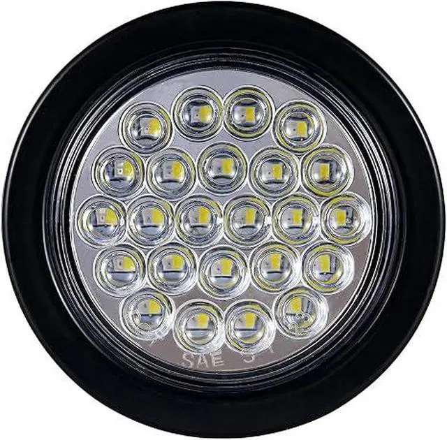 Alt view image 2 of 6 - Pack of 4 4 Inch LED Round Trailer Brake Reverse Lights | 24 LED Red Stop/Turn Signal Tail Lights & White Back-up Lights for Trailer Truck with 3 Prong Wire Pigtails