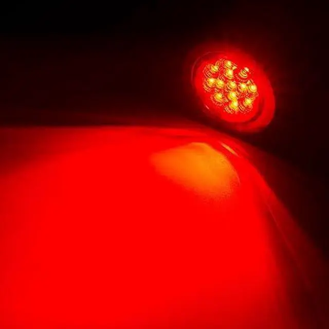 Alt view image 3 of 7 - 10Pcs (5 Amber & 5 Red) 2.5" inch Round 13 LED Trailer Marker Light Grommet Flush Mount, Sealed IP67 Waterproof 2.5" Clearance Light with Reflex Lens 12V for Truck RV Boat Camper Vans etc