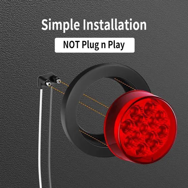 Alt view image 5 of 7 - 10Pcs (5 Amber & 5 Red) 2.5" inch Round 13 LED Trailer Marker Light Grommet Flush Mount, Sealed IP67 Waterproof 2.5" Clearance Light with Reflex Lens 12V for Truck RV Boat Camper Vans etc