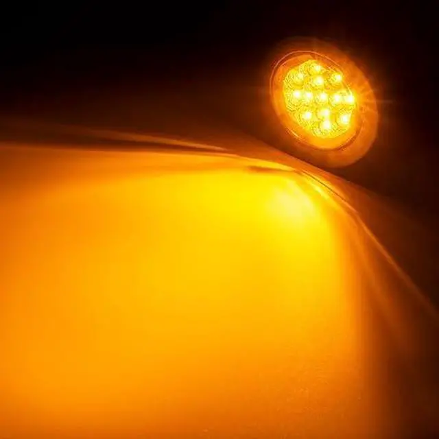 Alt view image 2 of 7 - 10Pcs (5 Amber & 5 Red) 2.5" inch Round 13 LED Trailer Marker Light Grommet Flush Mount, Sealed IP67 Waterproof 2.5" Clearance Light with Reflex Lens 12V for Truck RV Boat Camper Vans etc