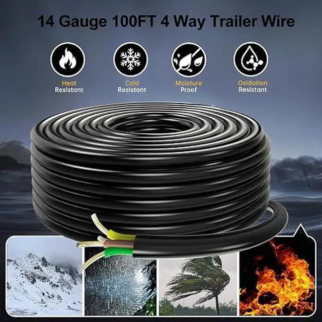 Alt view image 5 of 7 - 100FT 14 Gauge 4 Wire Trailer Wire CCA Cable for Trailer Lights | Copper Clad Aluminum Wire, Color Coded, Flexible Jacket, Replacement Wiring for RV Boat Utility Trailers
