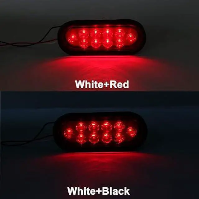 Alt view image 3 of 6 - 6 Inch Oval LED Trailer Tail Lights 10 LED, 10Pcs Trailer Truck Brake RED 6" Oval Led Stop Turn Tail Lights Sealed Flush Mount Waterproof w/Rubber Grommets 3 Prong Wire Plug Pigtails 12V | Trailer Tru