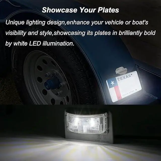Alt view image 5 of 6 - LED Trailer License Plate Light, 12V/24V White Number Plate Lamp | Waterproof License Tag Light for Trailers, RVs ,Trucks, Boats, UTVs and ATVs