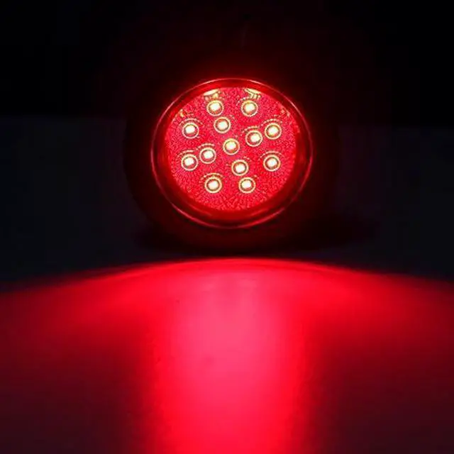 Alt view image 4 of 7 - 2.5" Round LED Trailer Marker Lights 13 LEDs w/Reflectors 10 Amber + 10 Red | 2 1/2" Round LED Marker Lights Truck RV Side Clearance Marker Lights Sealed Flush Grommets Mount w/2 Prong Wire Pigtails