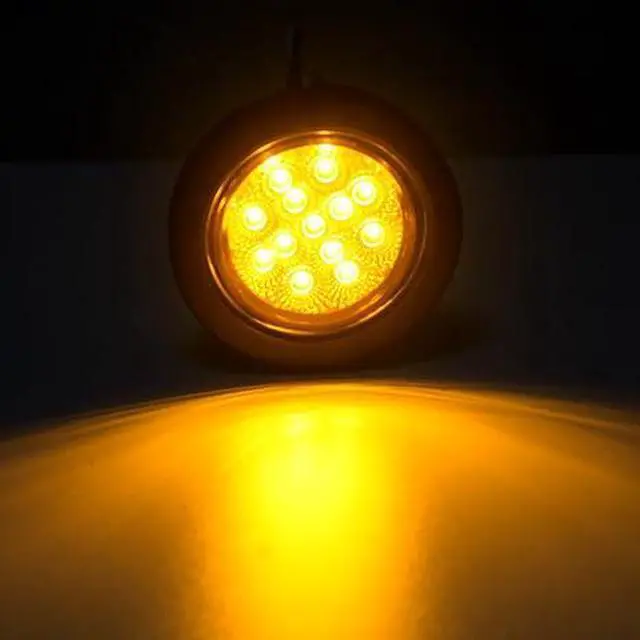 Alt view image 5 of 7 - 2.5" Round LED Trailer Marker Lights 13 LEDs w/Reflectors 10 Amber + 10 Red | 2 1/2" Round LED Marker Lights Truck RV Side Clearance Marker Lights Sealed Flush Grommets Mount w/2 Prong Wire Pigtails