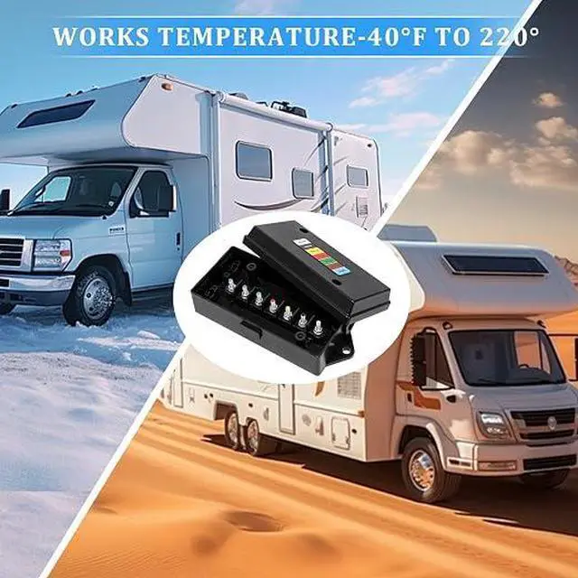 Alt view image 6 of 7 - 2 Set 7 Way Trailer Junction Box Weatherproof 7 Gang Color Coded Solid Studs Electrical 7 Way Trailer Wire Junction Box 7 Pole Waterproof for RV Camper Caravans Boat Rewiring - Black