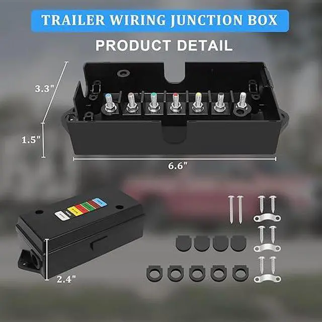 Alt view image 2 of 7 - 2 Set 7 Way Trailer Junction Box Weatherproof 7 Gang Color Coded Solid Studs Electrical 7 Way Trailer Wire Junction Box 7 Pole Waterproof for RV Camper Caravans Boat Rewiring - Black
