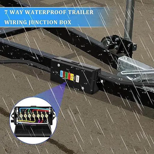 Alt view image 7 of 7 - 2 Set 7 Way Trailer Junction Box Weatherproof 7 Gang Color Coded Solid Studs Electrical 7 Way Trailer Wire Junction Box 7 Pole Waterproof for RV Camper Caravans Boat Rewiring - Black