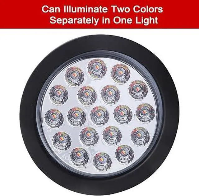 Alt view image 3 of 7 - 4Pcs 4" Round Red Stop Turn Tail Lights to White Back-up Lights 19 LED, 4 Inch Round Red/White Dual Trailer Truck Tail Lights with Rubber Grommet and 3 Prong Wire Pigtails IP67 Waterproof | 4Pcs 4" In