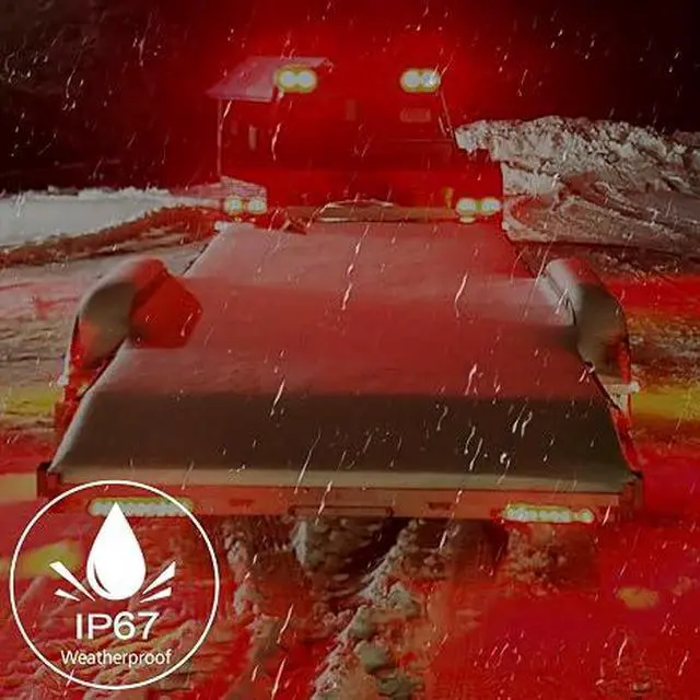 Alt view image 7 of 7 - 4Pcs 4" Round Red Stop Turn Tail Lights to White Back-up Lights 19 LED, 4 Inch Round Red/White Dual Trailer Truck Tail Lights with Rubber Grommet and 3 Prong Wire Pigtails IP67 Waterproof | 4Pcs 4" In