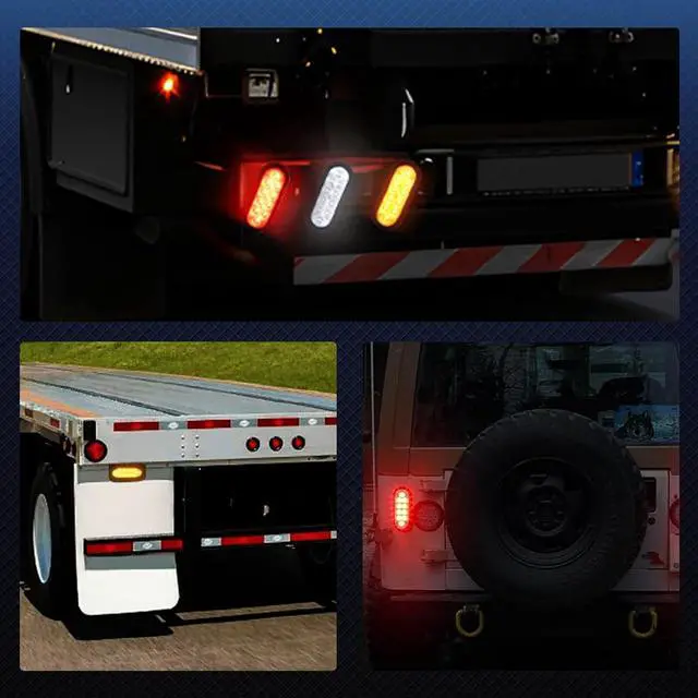 Alt view image 4 of 7 - 6" Oval LED Trailer Lights, Red 4 Pack, 12V | 6-inch oval, 4 red, IP65 waterproof, 3-wire plug-and-play, stop/turn/tail, high brightness