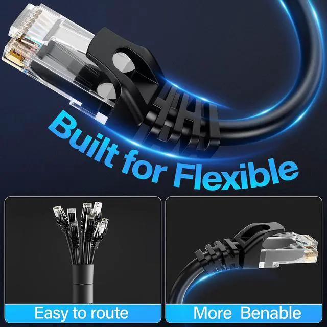 Alt view image 5 of 7 - Cat6 Ethernet Cable 10Gbps 2 feet (10 Pack), UTP Ethernet Cable Cat 6, Flexible Bare Copper Cat6 Cable, Cat 6 Network Cable for Server, Data Center