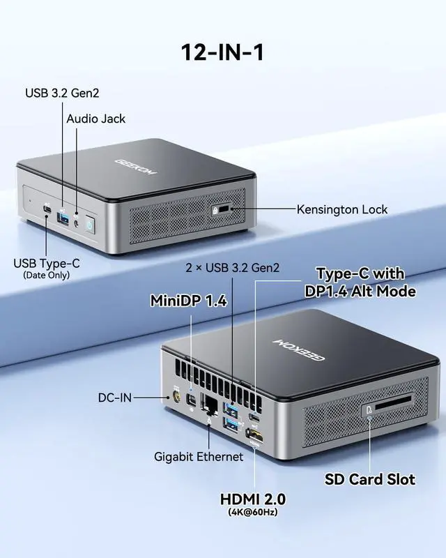 Alt view image 5 of 7 - Mini PC, Intel 7505, 8GB Dual-Slot Upgradeable RAM, 256GB SSD | Business & WFH, Triple 4K Display, 8K Output, WiFi 6, SD Card Slot, Slim Design Desktop Computer