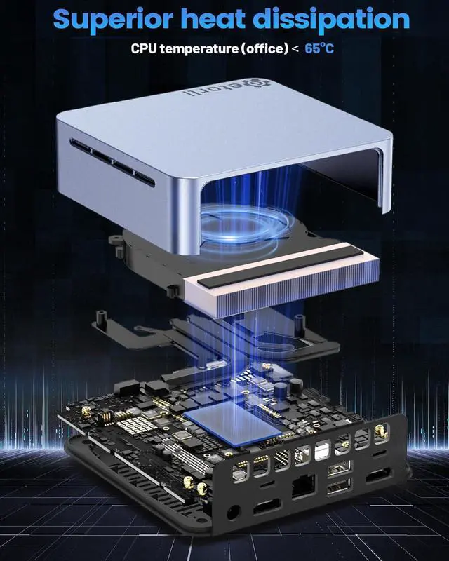 Alt view image 7 of 7 - Mini PC AMD Ryzen 5 3500U (4C/8T, Max 3.7GHz) Small Desktop Computer 16GB DDR4 RAM 512GB NVMe SSD Budget Micro Compact PCs 4K HD Dual HDMI WiFi 6 BT5.3 Prebuilt OS-Home Office Gaming Streaming