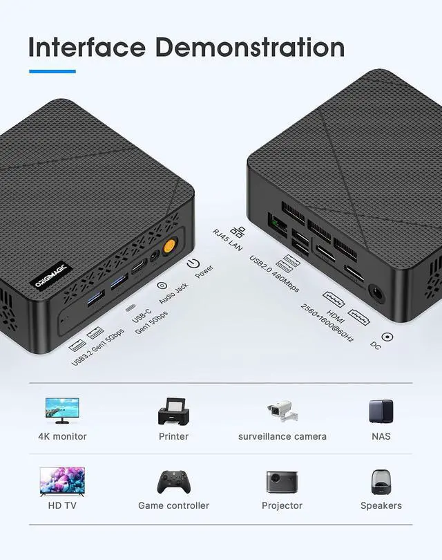 Alt view image 4 of 7 - Mini PC Intel Core i3-5005U, 8G RAM 512G SSD | 2 HDMI, Gigabit LAN, Wi-Fi 5, Win 10 OS, Home Office Mini Computer, Learning & Digital Signage & Thin Client Cloud