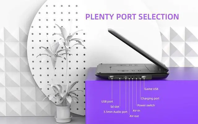 Alt view image 4 of 7 - 17.5" Portable DVD Player with 15.6" Large HD Screen, Black | 6-hour Rechargeable Battery, USB/SD Playback, TV Sync, Multiple Disc Formats, High-volume Speaker, for Road Trip and Home Use