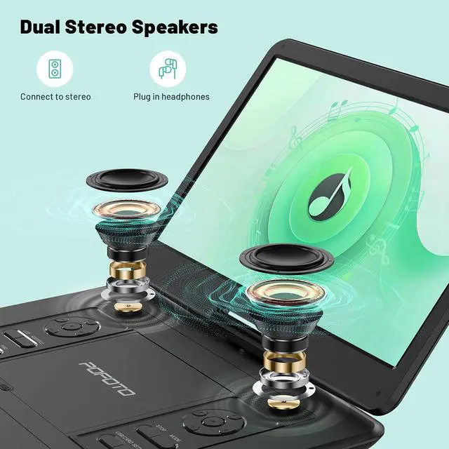 Alt view image 3 of 7 - 17.5 Portable DVD Player with 15.6 Large HD Screen-Black | 6 Hours Rechargeable Battery, Dual Speakers, Region Free, Remote Control, Support Multi-Format Sync TV, USB/SD