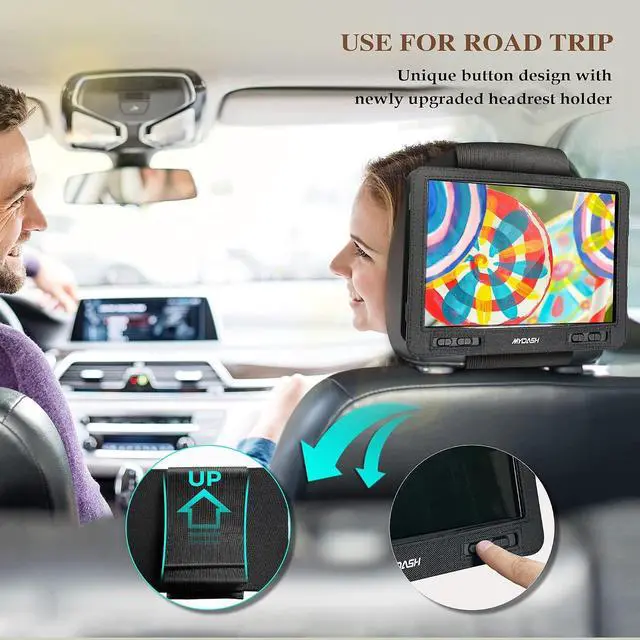 Alt view image 7 of 7 - 14.9''Portable DVD Player with 12.5" Swivel Screen | Road-Trip Ready with 5H Battery, Car Charger, Headrest Mount, USB/SD Support & Remote