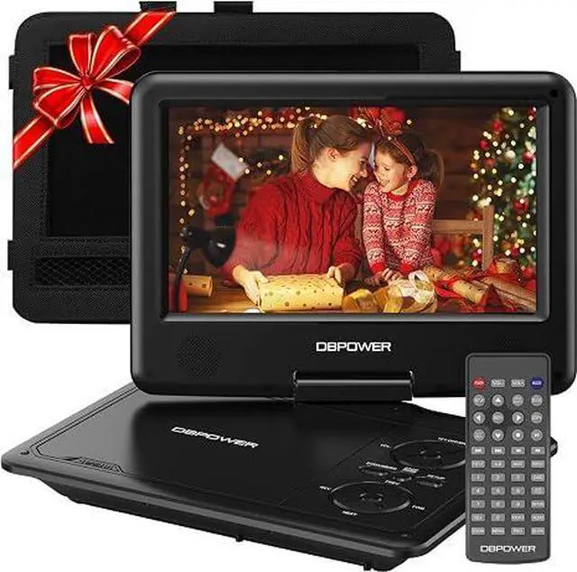 Main image of 11.5" Portable DVD Player, 5-Hour Built-in Rechargeable Battery, 9" Swivel Screen, Support CD/DVD/SD Card/USB, Remote Control, 1.8 Meter Car Charger, Power Adaptor and Car Headrest (Black)