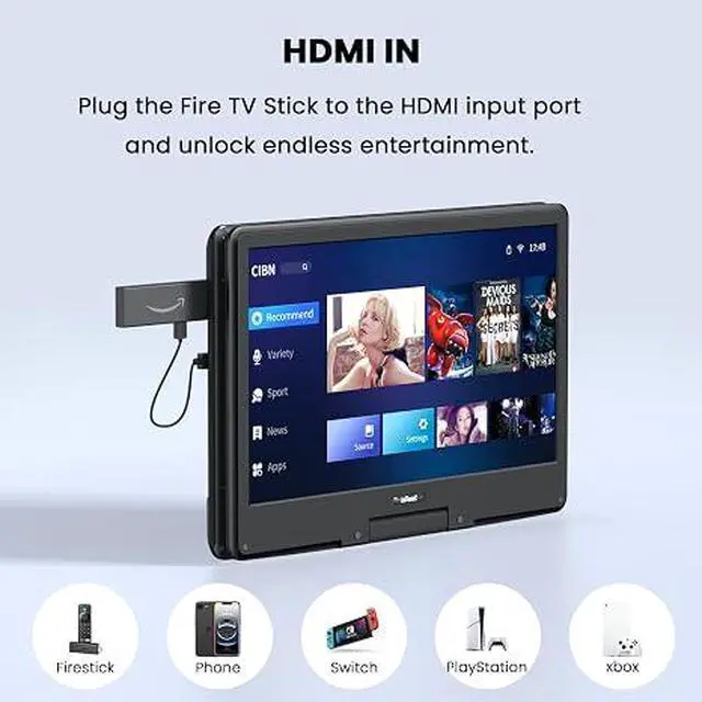 Alt view image 4 of 7 - 15.9" Portable DVD Player, 14.1" Large Screen, HDMI Input, Black | Home Entertainment, Kids & Seniors, 6-Hour Battery, TV Stick & Gaming Support, USB/SD Playback, Region Free, Resume Playback